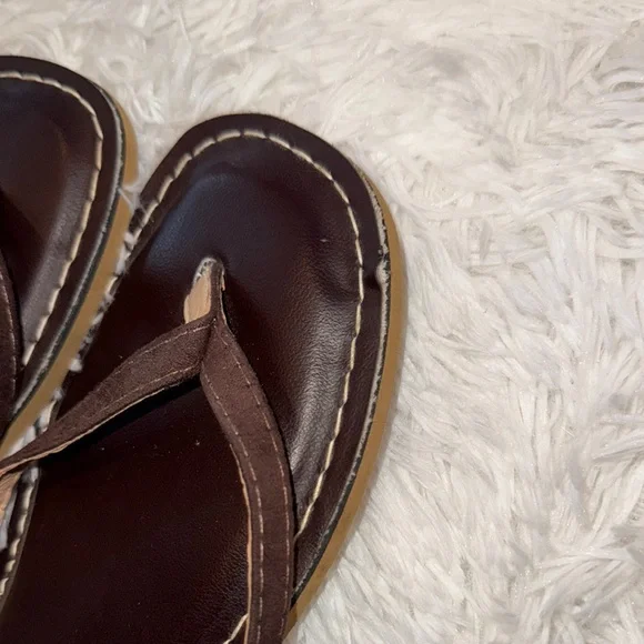 Key West Kino Chocolate Brown Leather Sandals Flip Flops - 7 - Picture 4 of 4